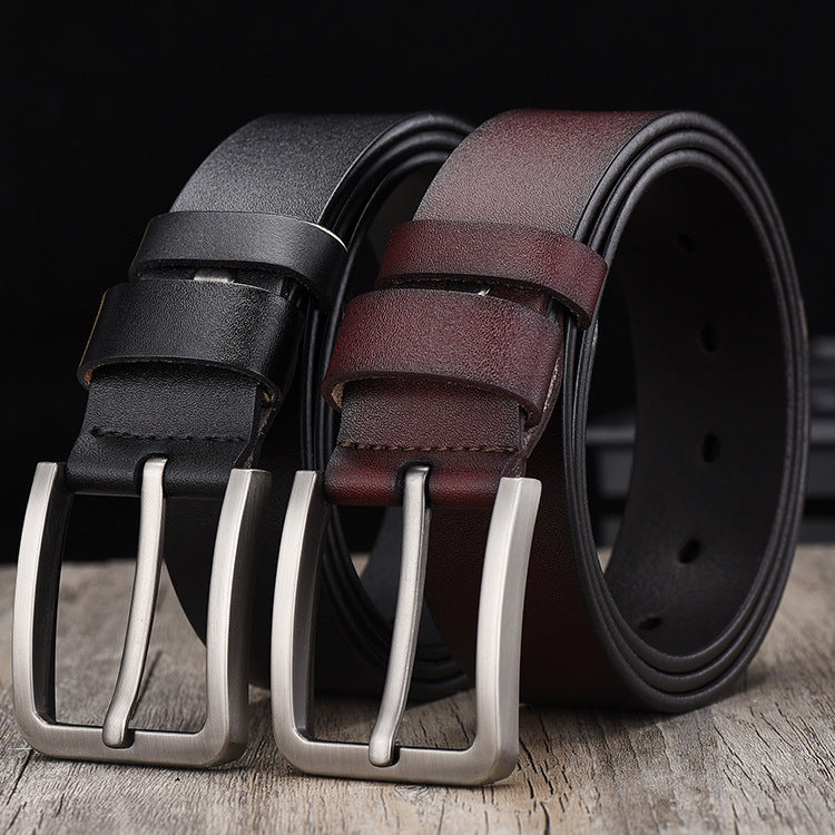 Men's Leather Simple Pin Buckle Cowhide Wide Belts