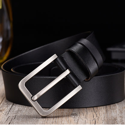 Men's Leather Simple Pin Buckle Cowhide Wide Belts