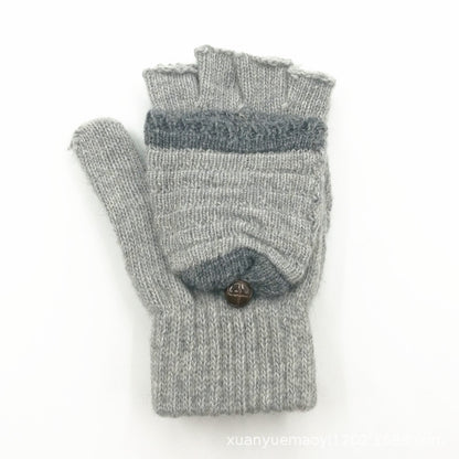 Women's & Men's Wool Snowflake Flip Warm Half Finger Gloves