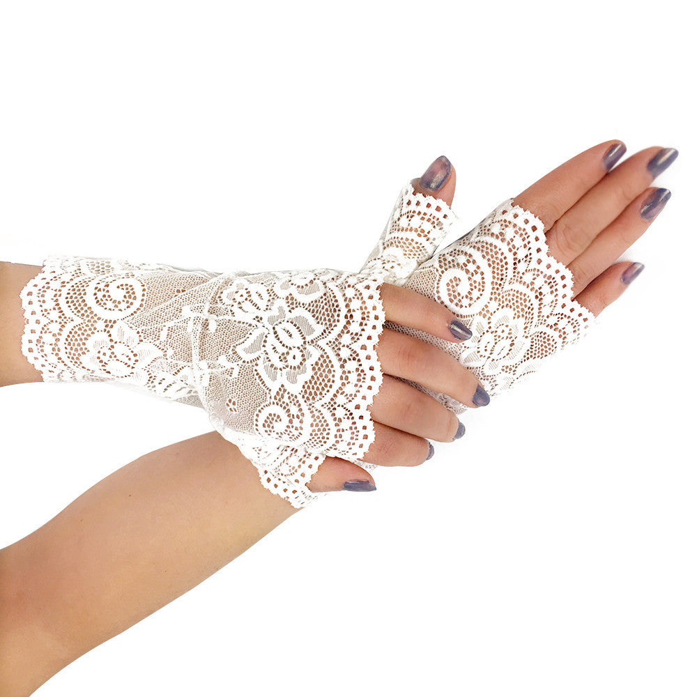 Women's Short Sailor Dance Half Lace Driving Sun Protection Gloves