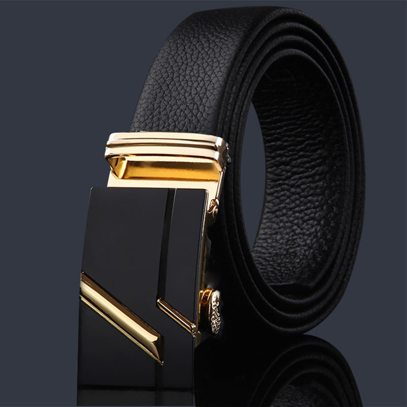 Men's First Layer Cow Leather Automatic Buckle Casual Belts