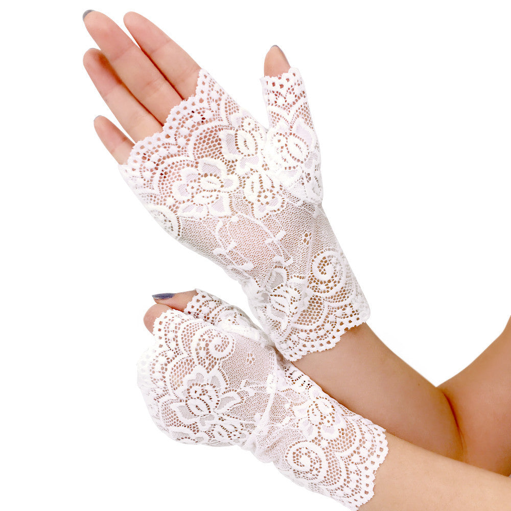 Women's Short Sailor Dance Half Lace Driving Sun Protection Gloves