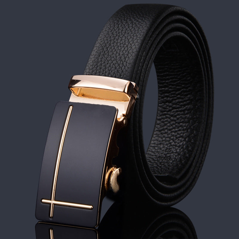 Men's First Layer Cow Leather Automatic Buckle Casual Belts