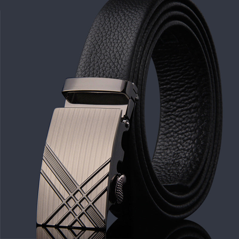 Men's First Layer Cow Leather Automatic Buckle Casual Belts