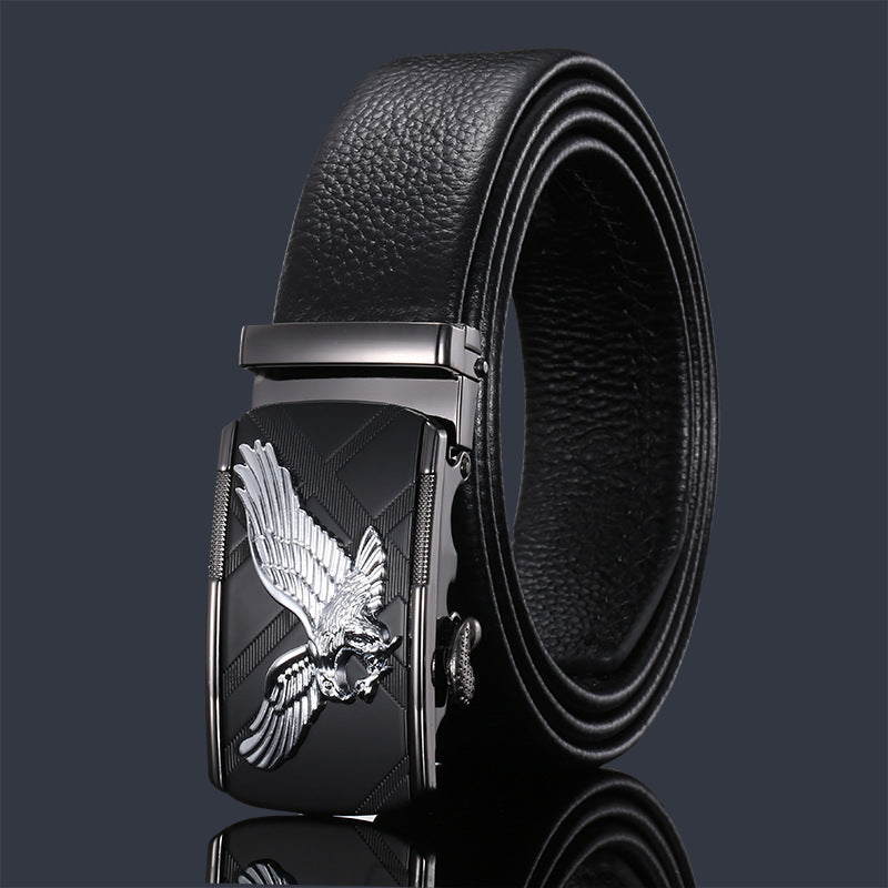 Men's First Layer Cow Leather Automatic Buckle Casual Belts