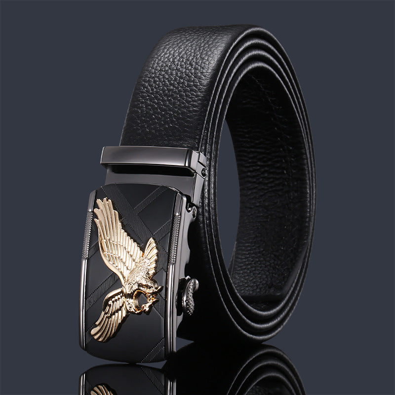 Men's First Layer Cow Leather Automatic Buckle Casual Belts