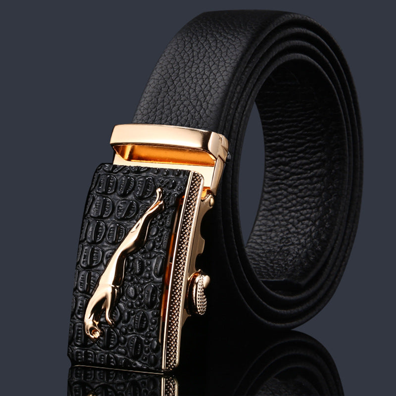 Men's First Layer Cow Leather Automatic Buckle Casual Belts