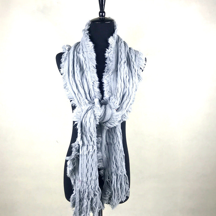 Korean Warm Imitation Cashmere Tassel Plaid Scarfs