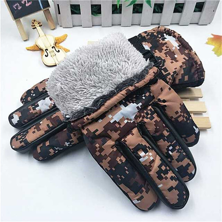 Women's & Men's Winter Thickened Camouflage Fleece-lined Warm Cycling Gloves