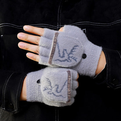 Men's Flip Two Adult Knitted Half Finger Gloves