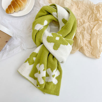 Women's Knitted Double-sided Small Flower Fashion Fresh Scarfs