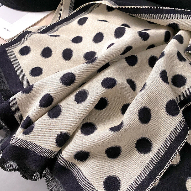 Women's For Outerwear Korean Style Polka Dot Double-sided Color Stitching Scarfs