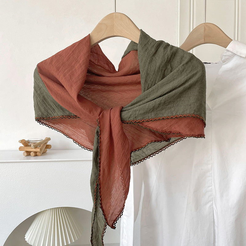 Women's Color Matching Cotton Linen For Korean Scarfs