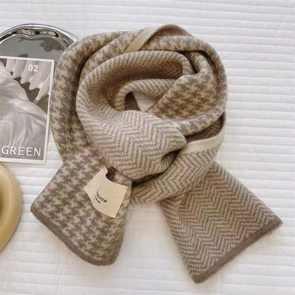 Style Contrast Color Striped Wool Female Scarfs