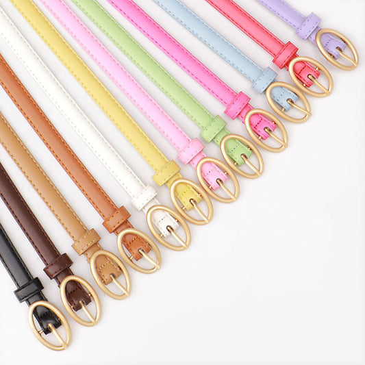 Women's Candy Color Decoration Jeans Korean Oval Pin Belts