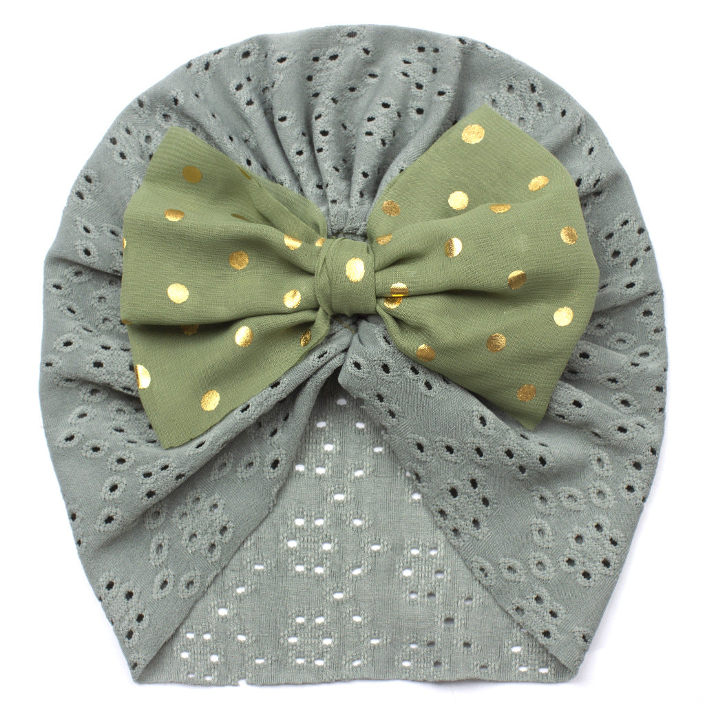 Bronzing Bow Sleeve Hollow Out Plain Kids' Headwear