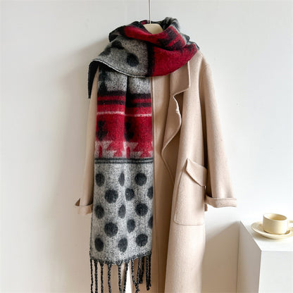 Tassel Shawl Round Polka Dot Color Scarfs