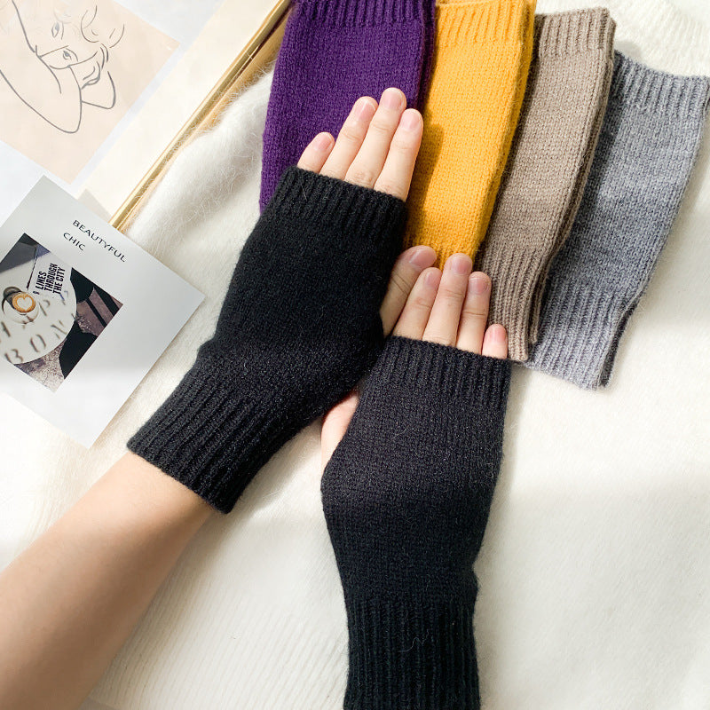 Women's Knitted Half Winter Fingerless Cute Finger Gloves