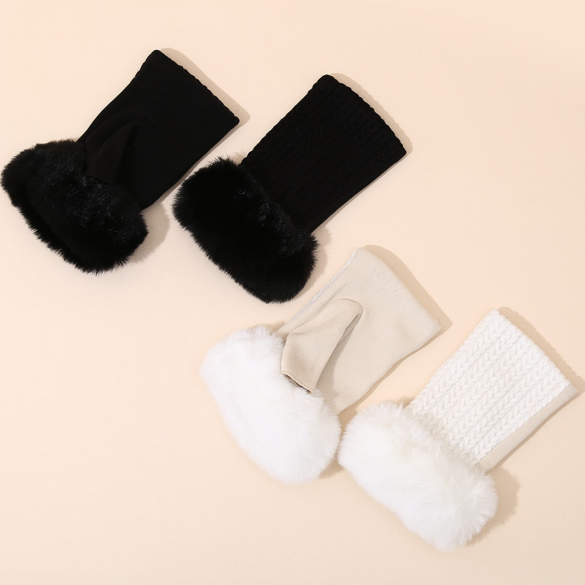 Half Finger Knitted Twist Fingerless Warm Gloves