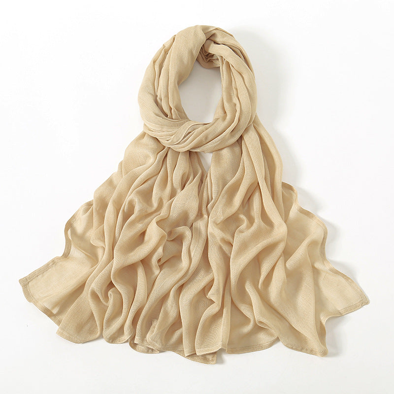 Malay Indonesian Rayon Monochrome Wide-brimmed Thin Scarfs