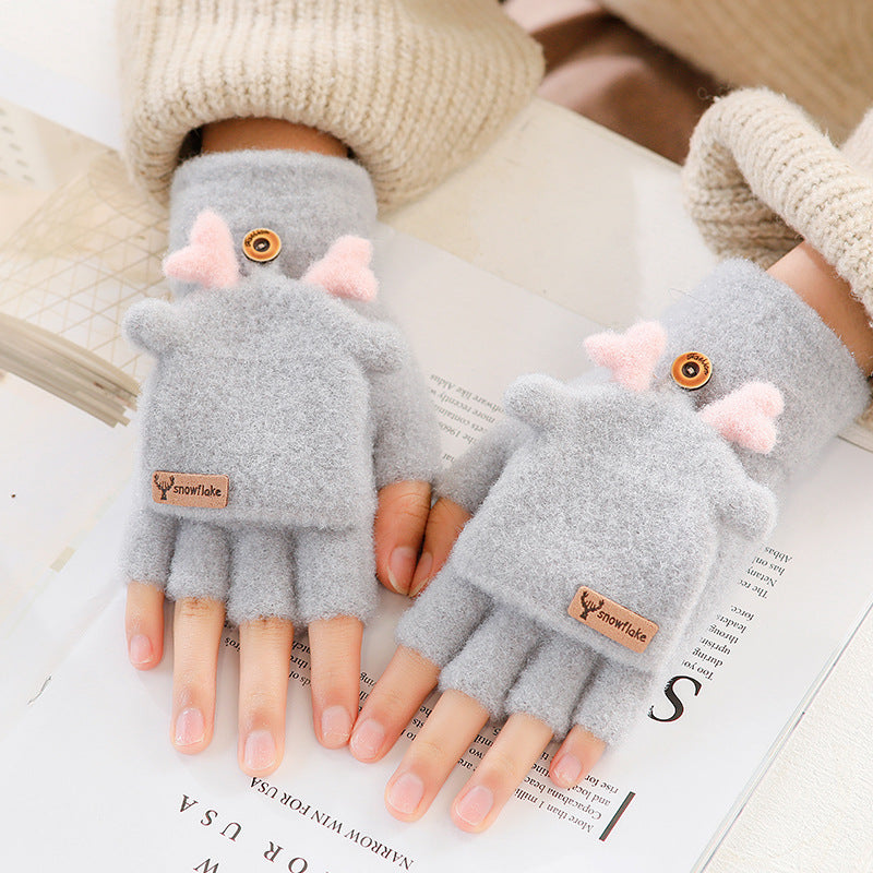 Half Finger Knitted Warm Writing Cycling Gloves