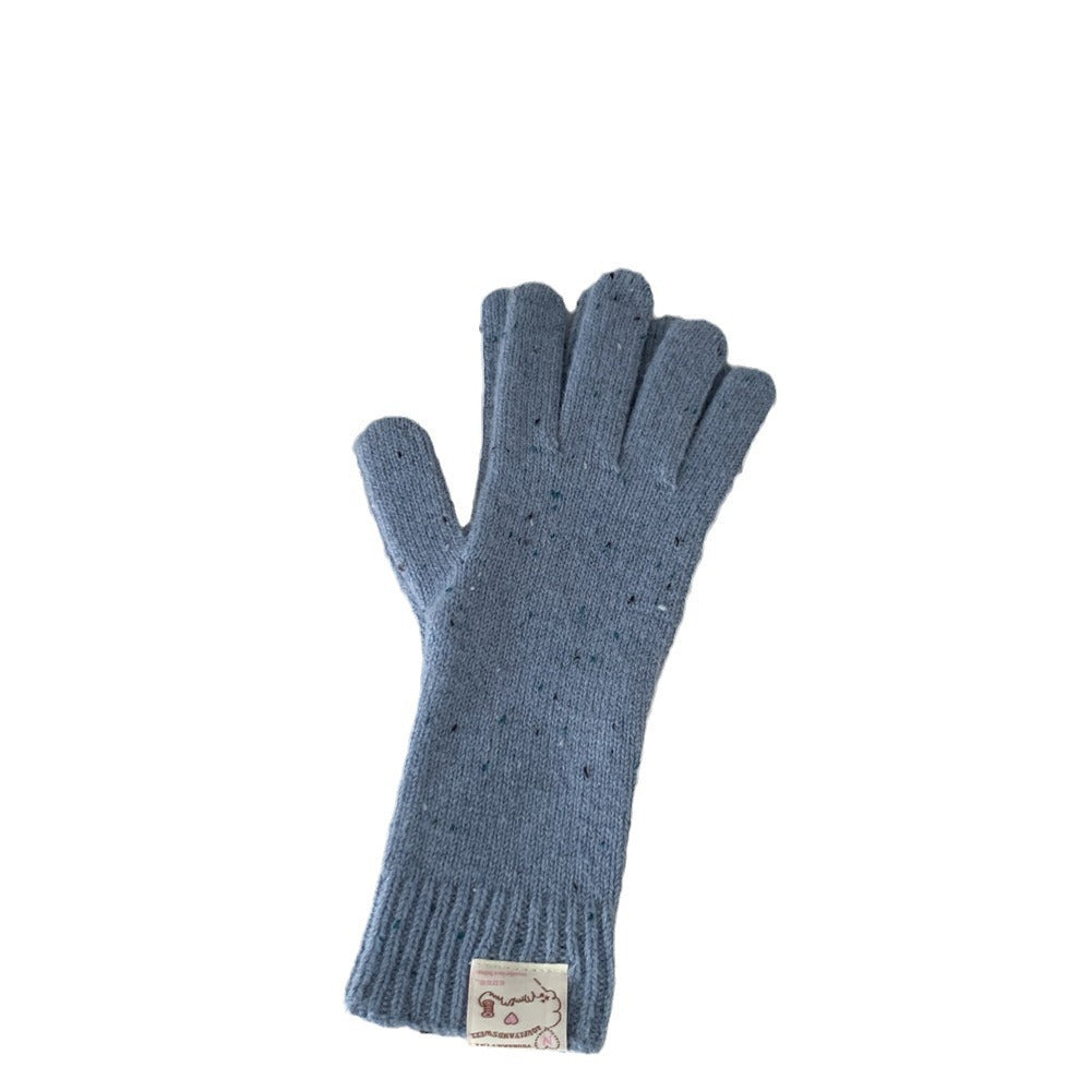 Colorful Wool Female Winter Cute Five Gloves