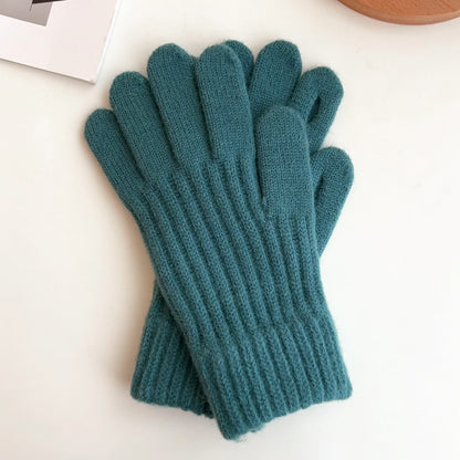 Women's Korean Style Vertical Jacquard Knitted Warm Winter Gloves