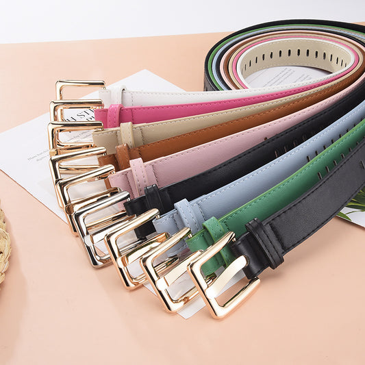 Women's Full Hole Decorative Pin Buckle Wide Belts