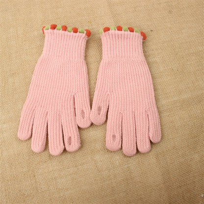 Women's Korean Style Solid Color Knitted Knitting Gloves