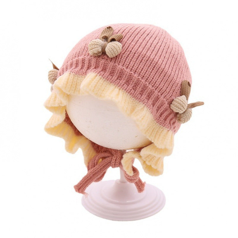 Hat Knitted Cute Princess Flower Beanie Warm Kids' Headwear