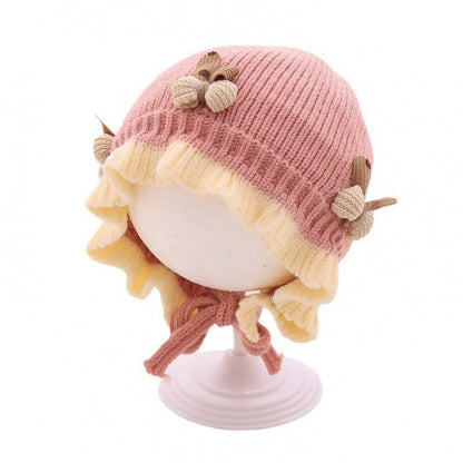 Hat Knitted Cute Princess Flower Beanie Warm Kids' Headwear