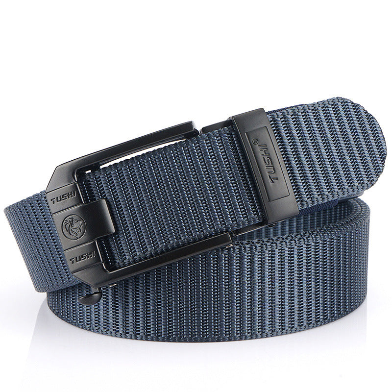 Toothless Automatic Buckle Woven Thick Nylon Canvas Belts