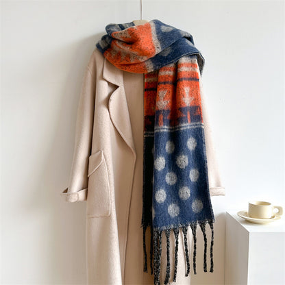 Tassel Shawl Round Polka Dot Color Scarfs