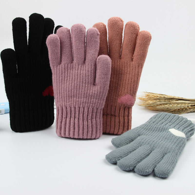 Women's Warm Knitted Wool Brushed Lining Screen Gloves