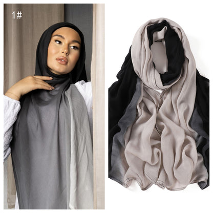 Wide-brimmed Thin Gradient Rayon Breathable Headcloth Scarfs