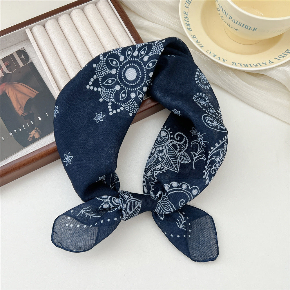 Small Square Towel Silk Female Autumn Summer Bandana Headband Scarfs