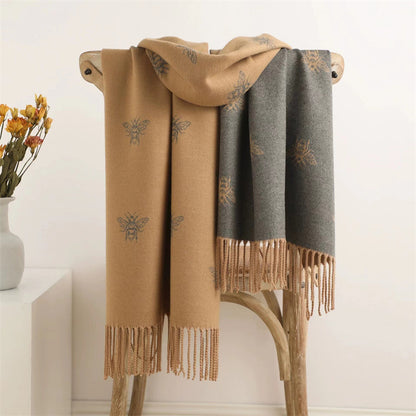 Women's Korean Bee Fashionable Long Beard Warm Scarfs