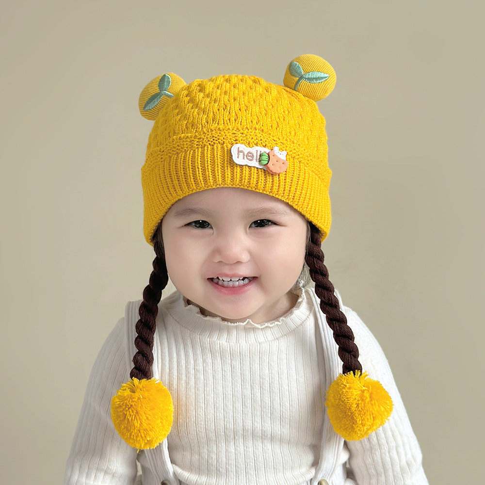 Hat Cute Deer Horn Earmuffs Boys Closed Toe Woolen Kids' Headwear