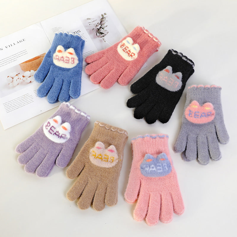 Women's Winter Korean Cute Knitted Warm Knitting Gloves