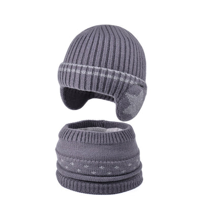 Children's Set Winter Fleece-lined Warm Ear Protection Knitted Woolen Male Female Kids' Headwear