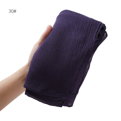 Solid Color Curling Pleated Rayon Fine Scarfs