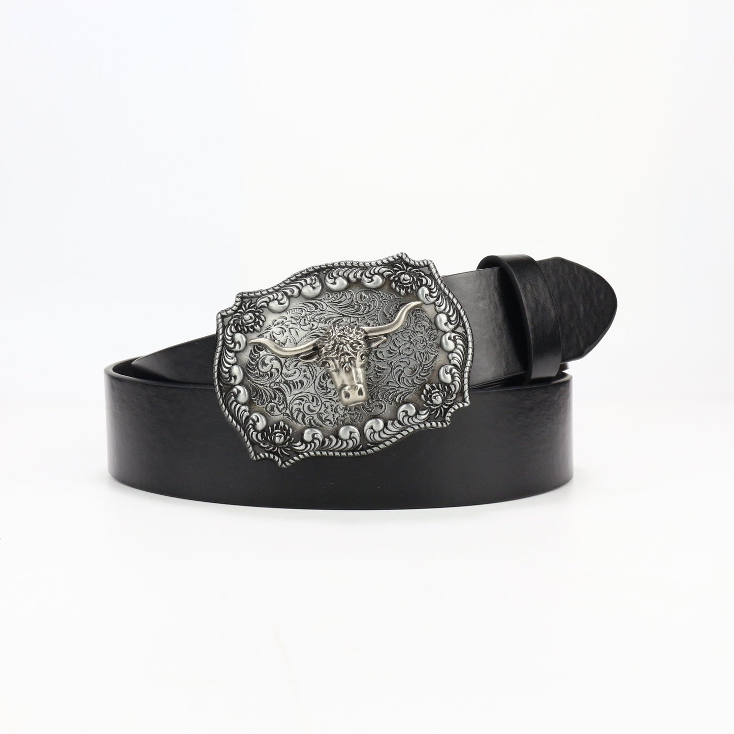 Women's & Men's Denim Sier Cow Head Large Plate Belts