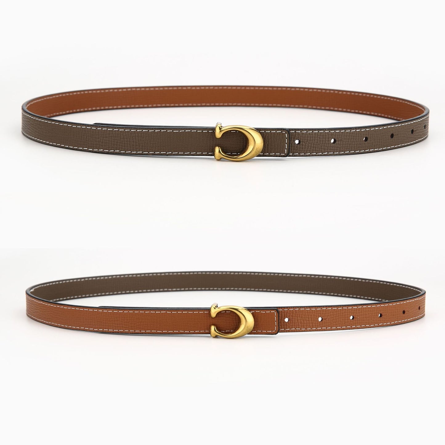 Women's Korean Genuine Leather Two-color Buckle Double-sided Belts