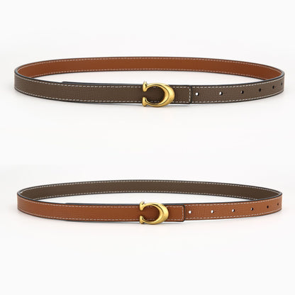 Women's Korean Genuine Leather Two-color Buckle Double-sided Belts