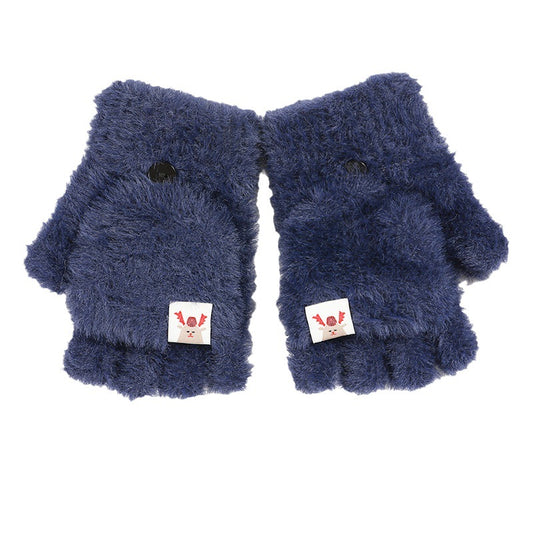 Finger Covered Plush Flip Knitted Warm Gloves