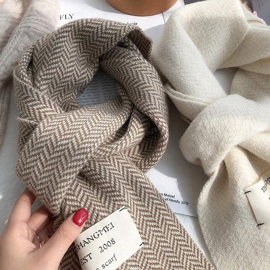 Women's Korean Style Warm Thickened Fine Yarn Scarfs