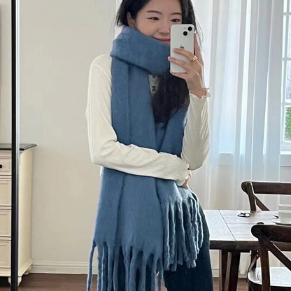 Women's Macaron Color Mohair Long Thickened Keep Scarfs