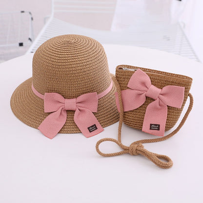 Children's Hat Straw Bow Sweet Cute Sun Kids' Headwear