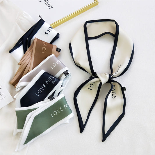 Small Long Silk Female Tie Bag Straps Scarfs