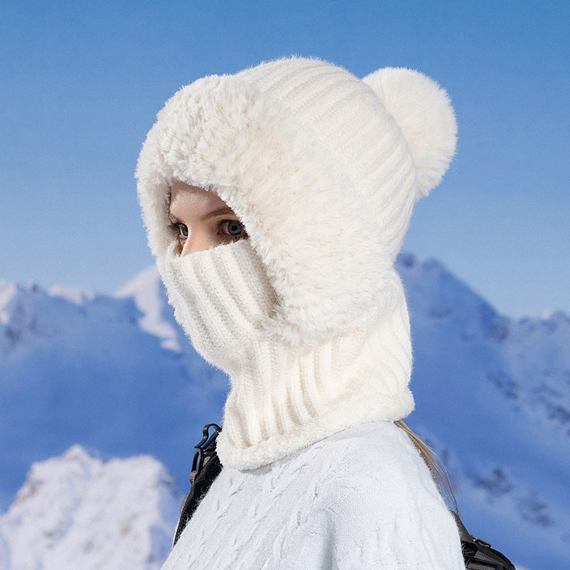 Women's Knitted Hat Mask One-piece Winter Windproof Hats & Caps